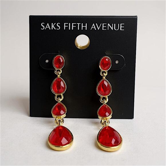 Red Teardrop Multi-Stone Dangle Earrings – Saks Fifth Avenu - Picture 1 of 5
